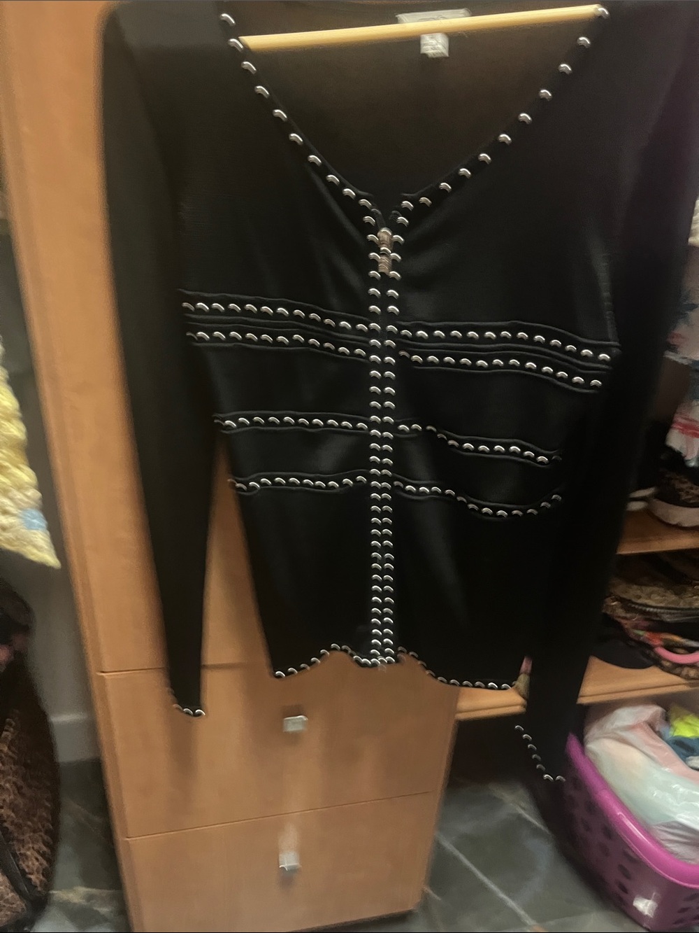 Cache black  Studded V-Neck Cardigan